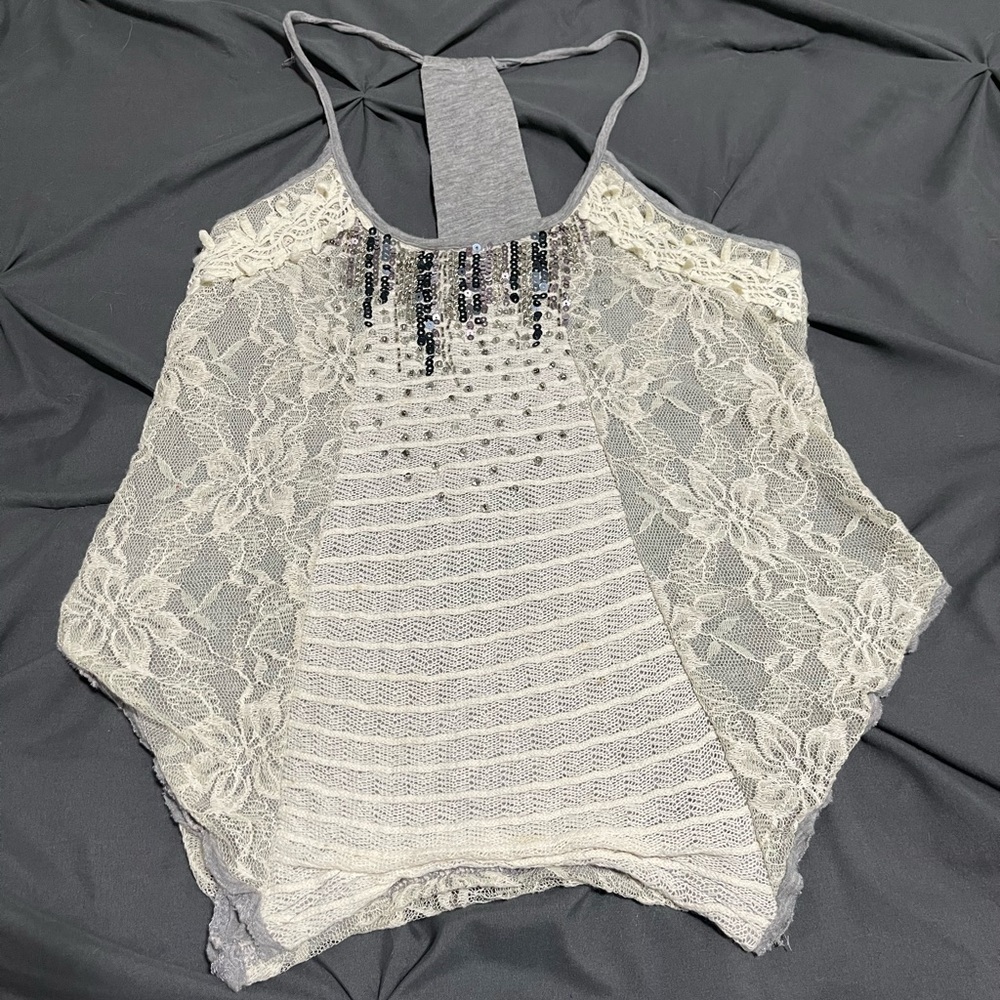 Elegant Lace and Sequin Women's Top by Miss Me Small EUC